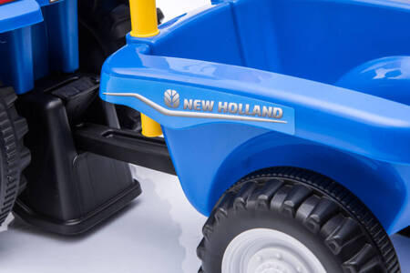 Jeździk traktor z przyczepą  NEW HOLLAND (na licencji)  - NIEBIESKI + rejestracja