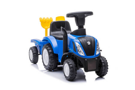 Jeździk traktor z przyczepą  NEW HOLLAND (na licencji)  - NIEBIESKI + rejestracja