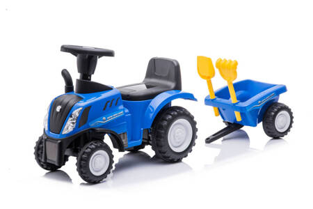 Jeździk traktor z przyczepą  NEW HOLLAND (na licencji)  - NIEBIESKI + rejestracja