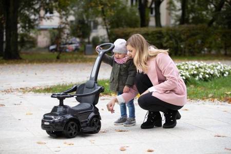 Jeździk z prowadnikiem SAMOCHÓD gumowe koła - TURKUSOWY + rejestracja